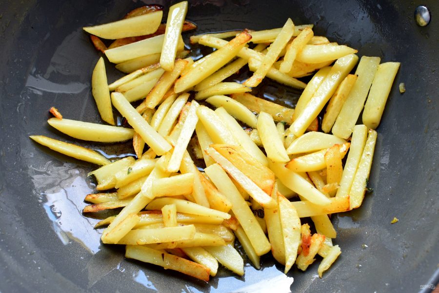 Картофель, жаренный ломтиками (из отварного) 