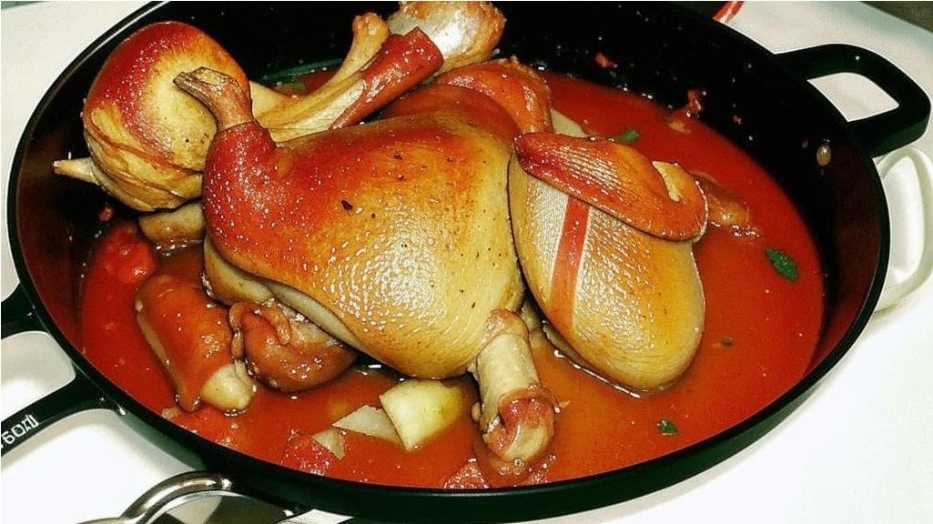 Цыплята, тушенные в сметане с красным перцем