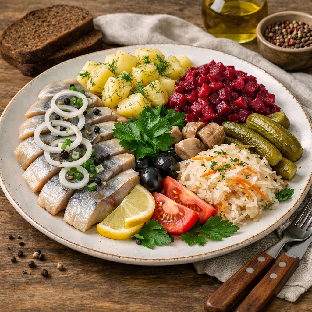 Сельдь с гарниром