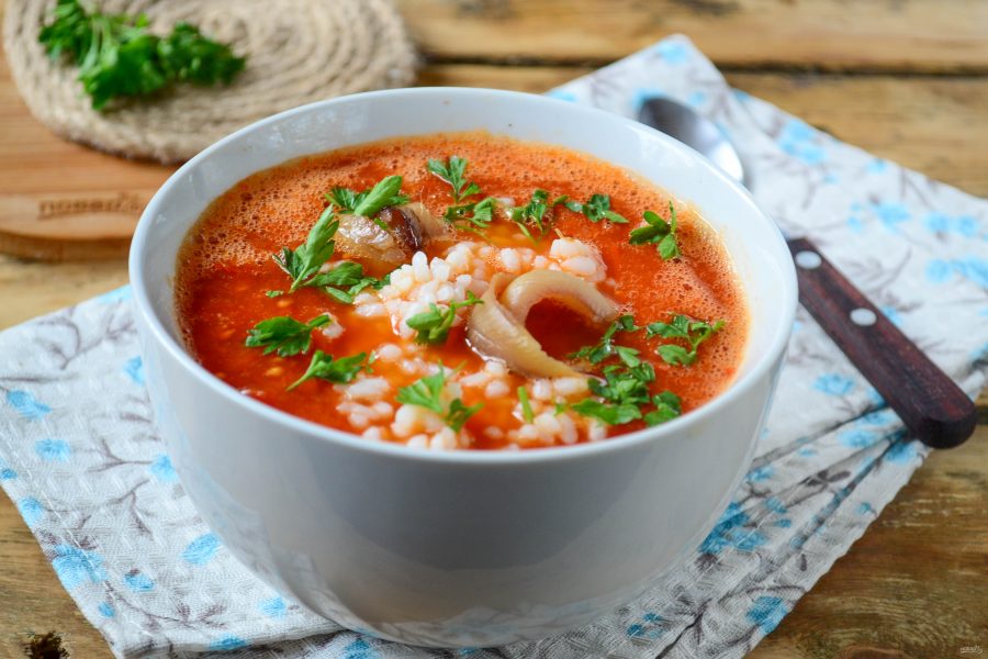 Густой суп с овощами и крупой